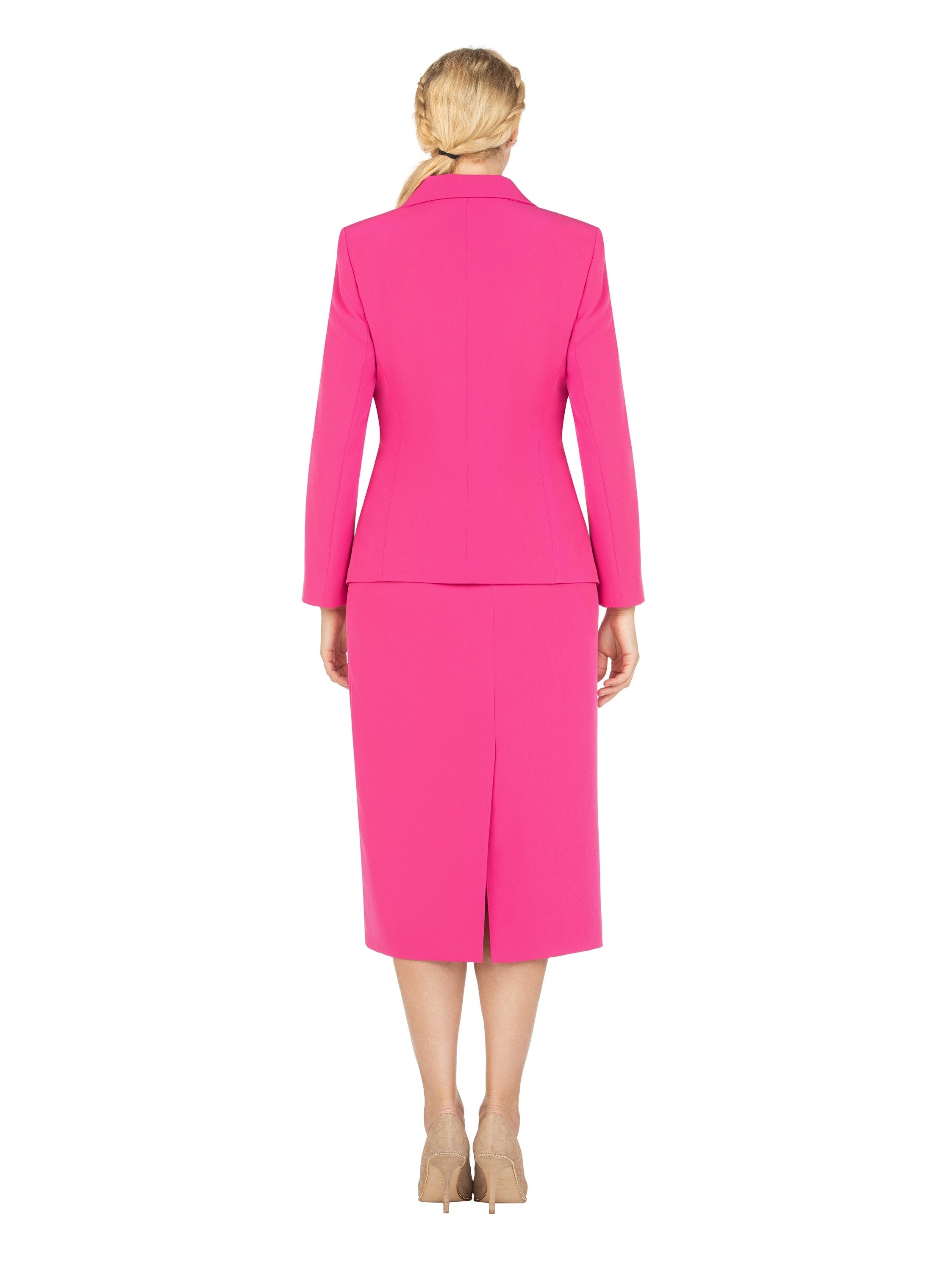 2pc Vintage Lapel 3-button Skirt Suit-Plus