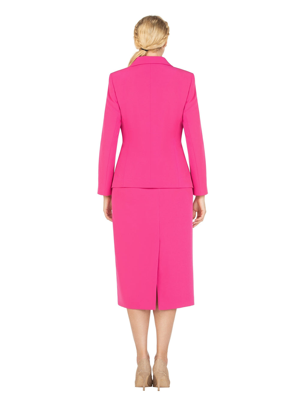 2pc Vintage Lapel 3-button Skirt Suit