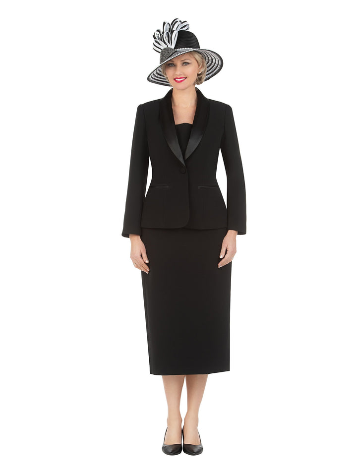 3pc Satin Shawl Lapel Skirt Suit