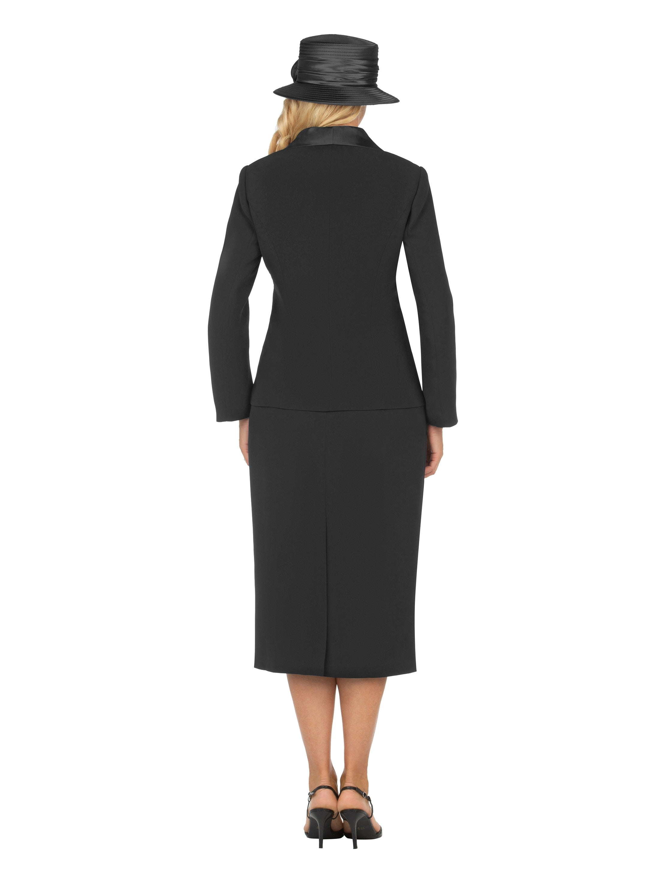 3pc Satin Shawl Lapel Skirt Suit