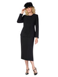 2pc Dbl Brstd Tiered Peplum Jkt Skt Suit-Plus