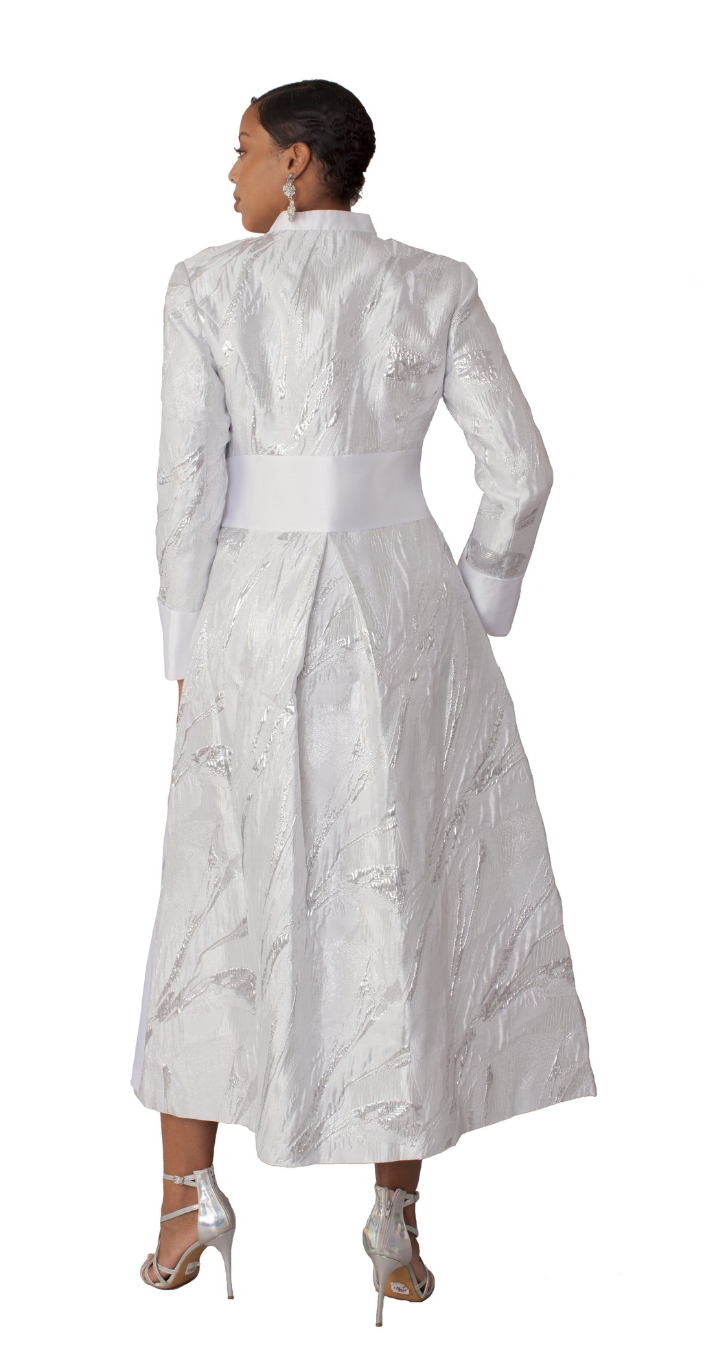 Plus Size Brocade Clergy Robe with Cross Brooch – 4821W