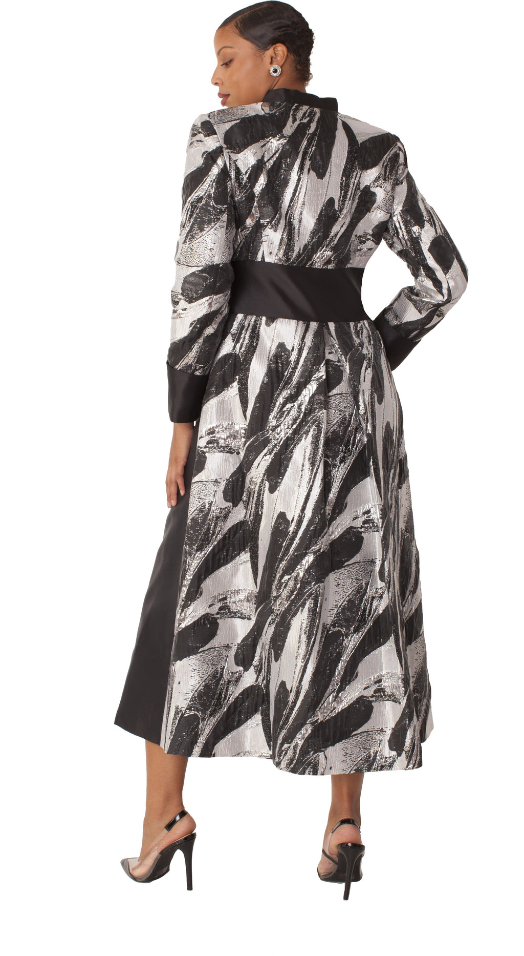 Plus Size Brocade Clergy Robe with Cross Brooch – 4821W