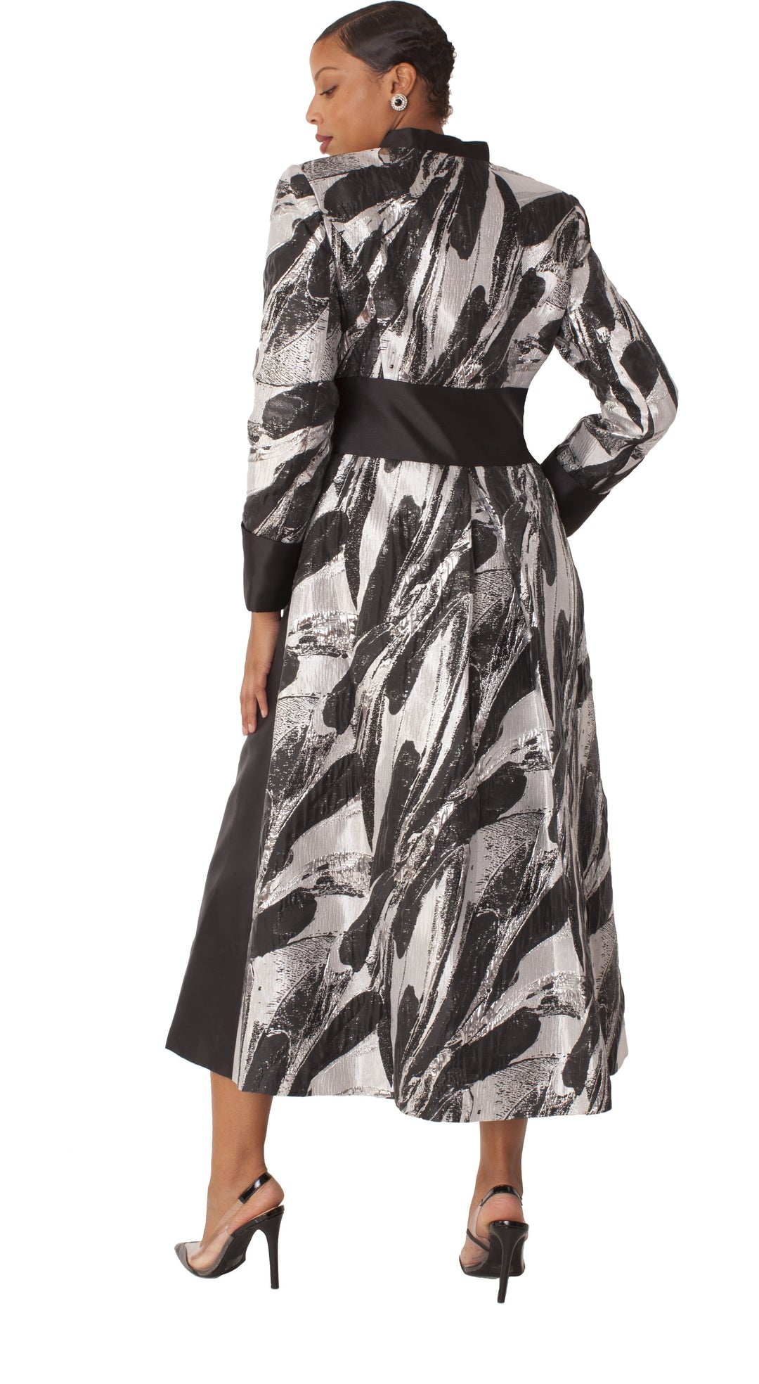 Plus Size Brocade Clergy Robe with Cross Brooch – 4821W