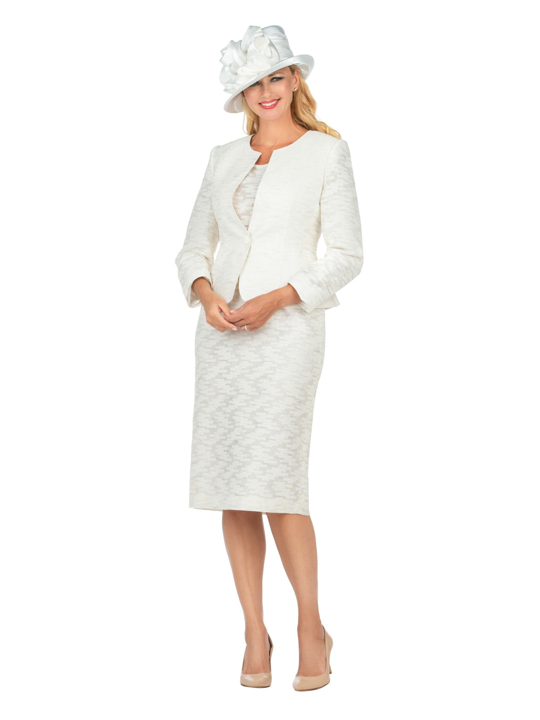 3pc Novelty Skirt Suit w/ Embellished Button - Plus Size