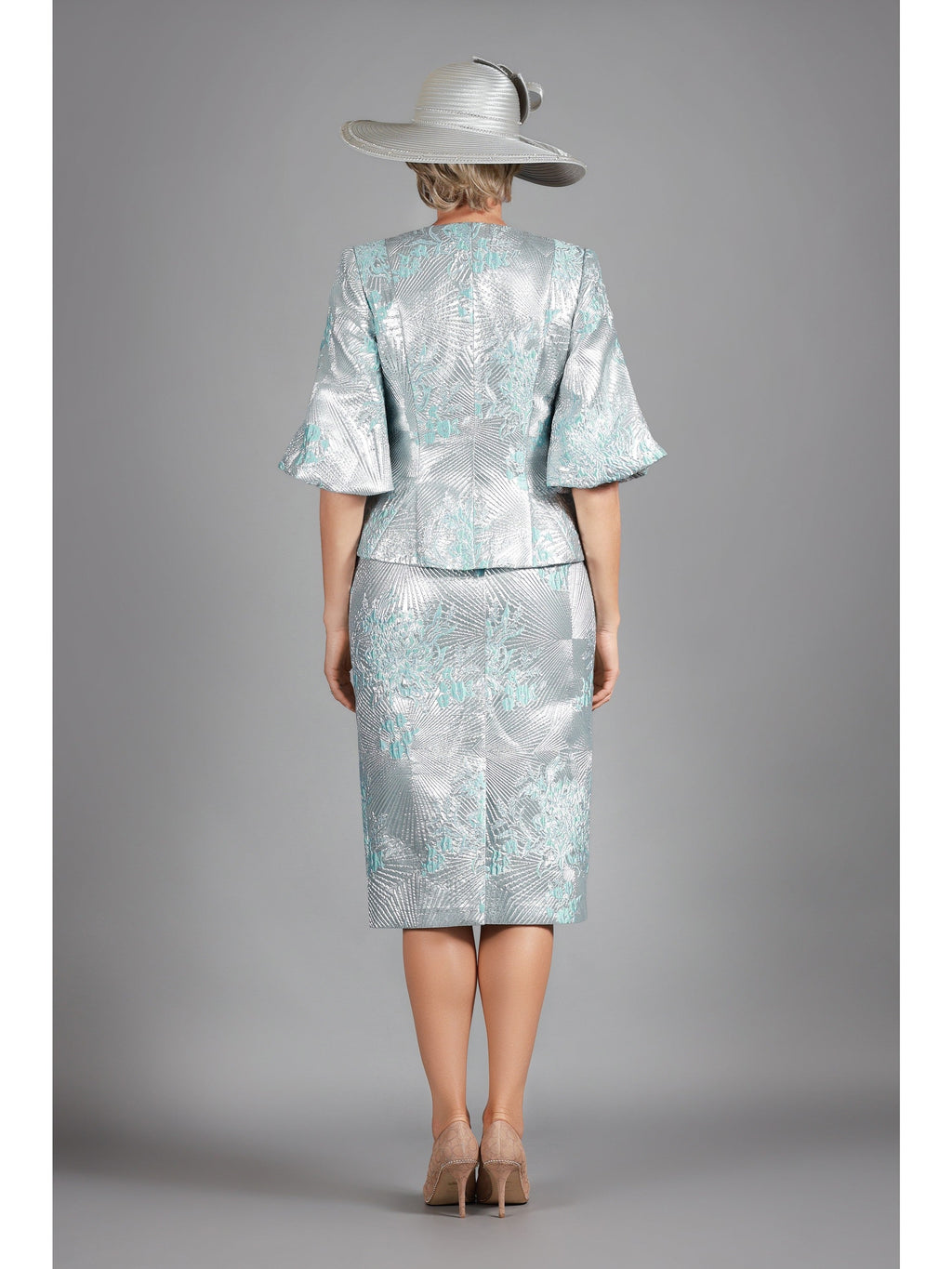2pc Elbow Length Slv Brocade Skt Suit