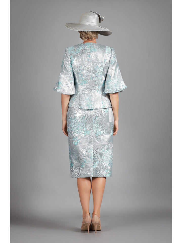 2pc Elbow Length Slv Brocade Skt Suit