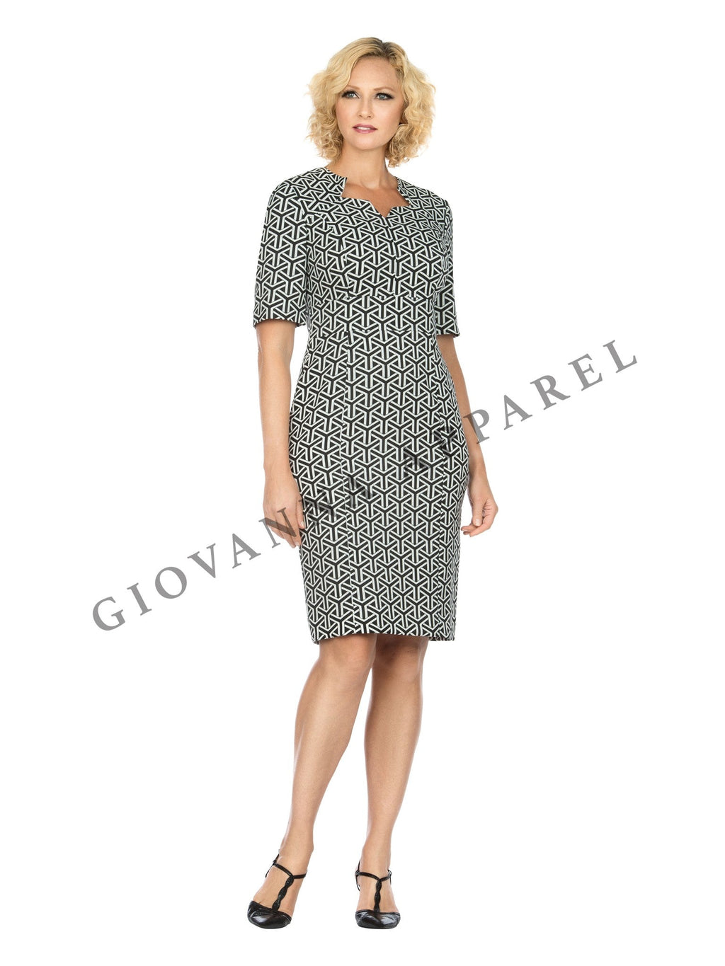 1pc Short Slv Printed Shift Dress