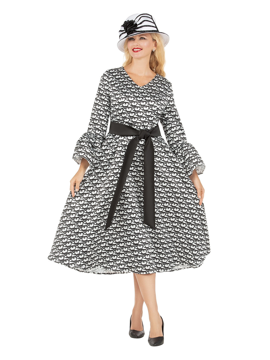 A-line Prt Dress in Silky Twill w/ Belt