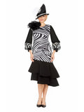 Scuba Blk/Wht Swirl Prt Drs w/ Flower