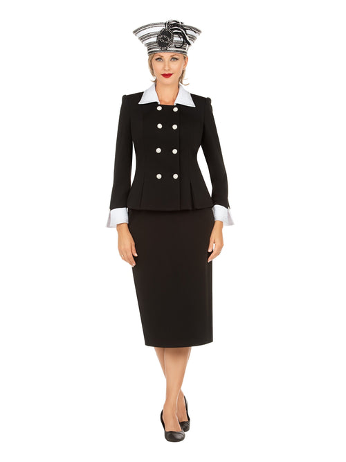 Signature Contrast Crystal Trim Skirt Suit-Plus