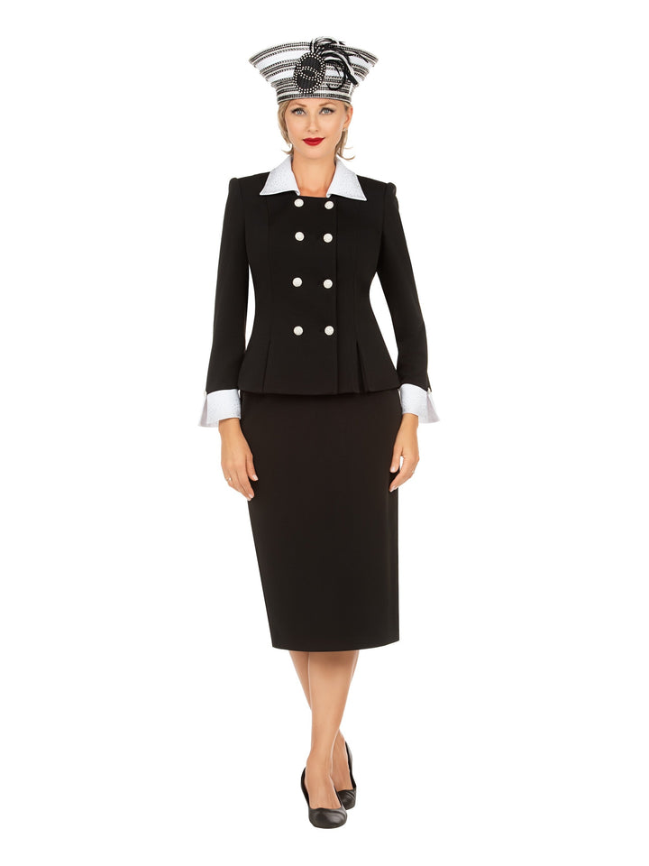 Signature Contrast Crystal Trim Skirt Suit-Plus