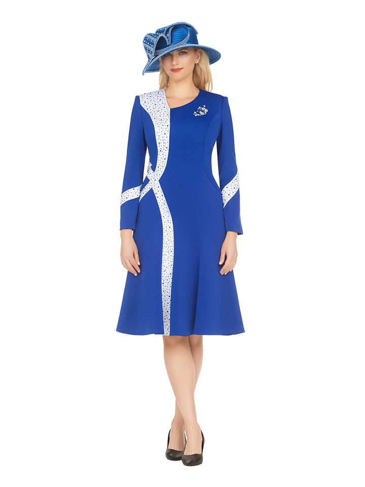 Stoned Scuba Color Block A-line Drs w/ Brooch-Plus