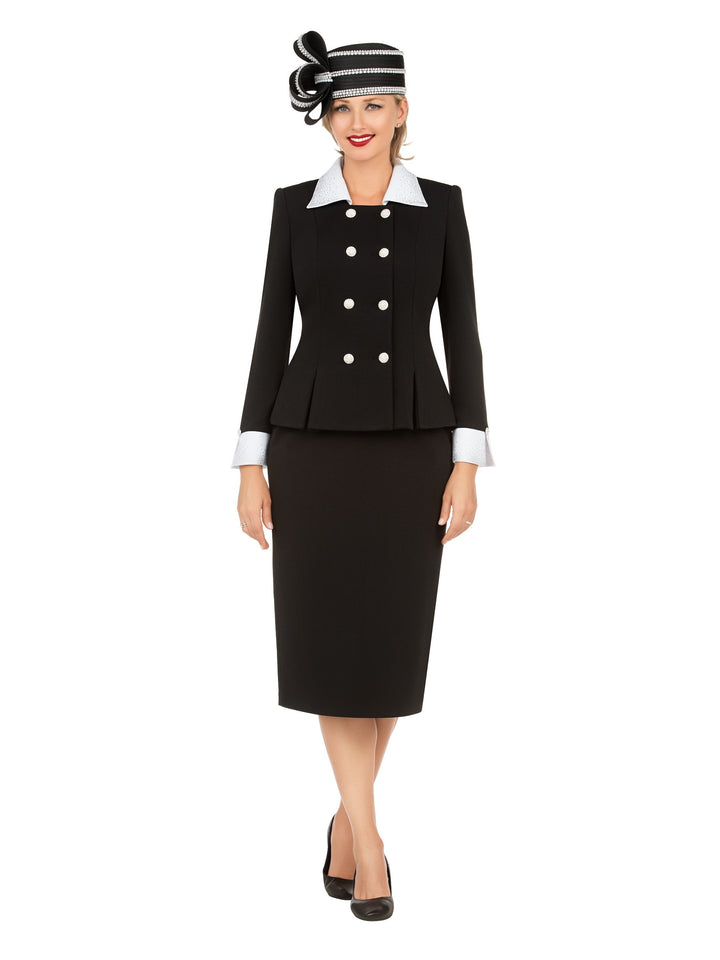 Signature Contrast Crystal Trim Skirt Suit-Plus