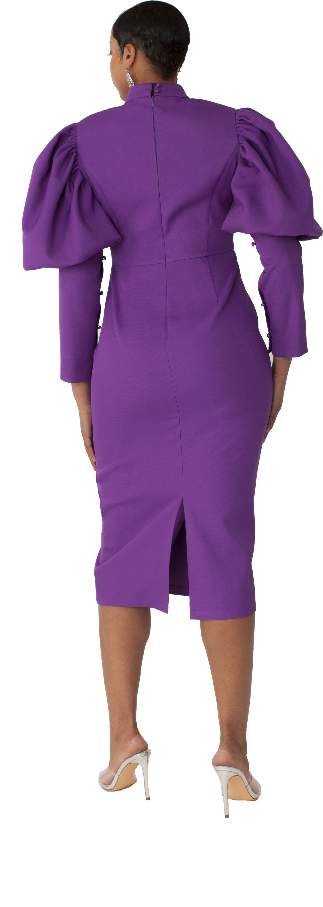 Clergy Dress with Puff Sleeves and Classic Collar- 4813