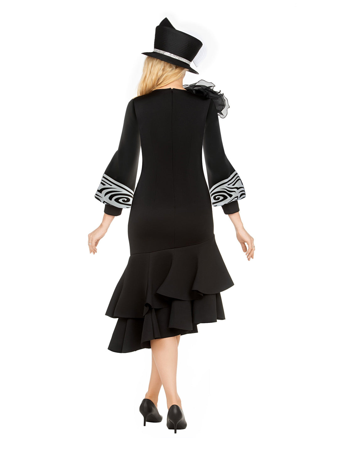 Scuba Blk/Wht Swirl Prt Drs w/ Flower