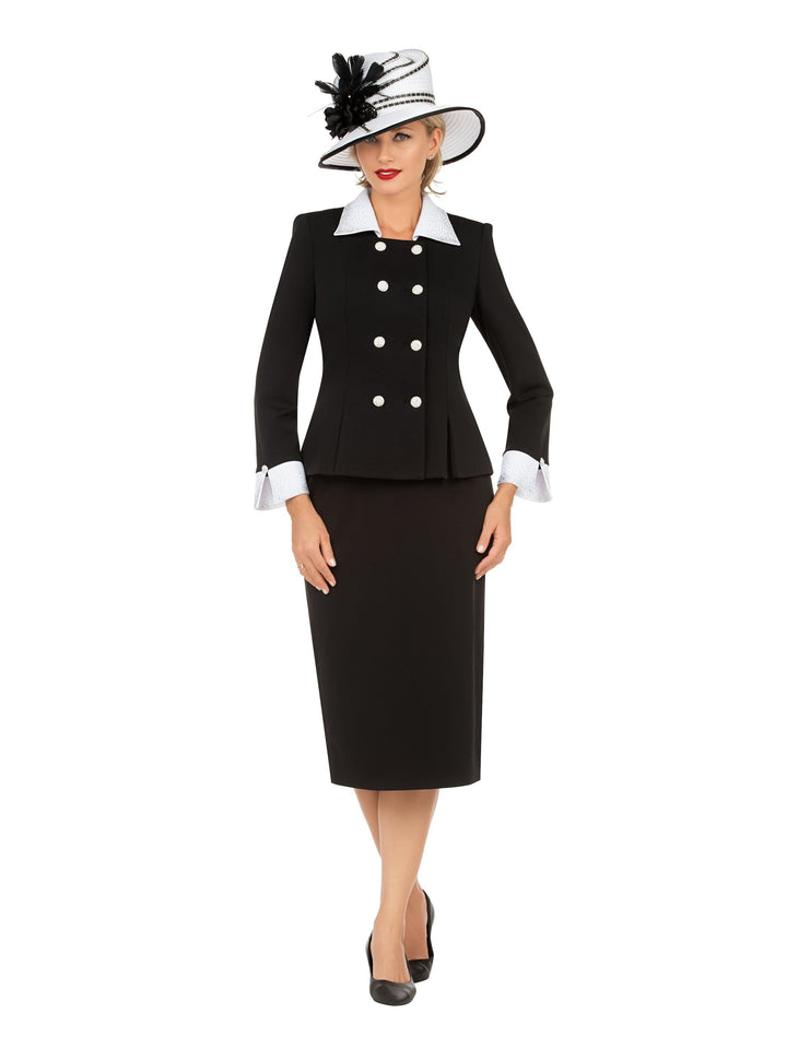 Signature Contrast Crystal Trim Skirt Suit-Plus