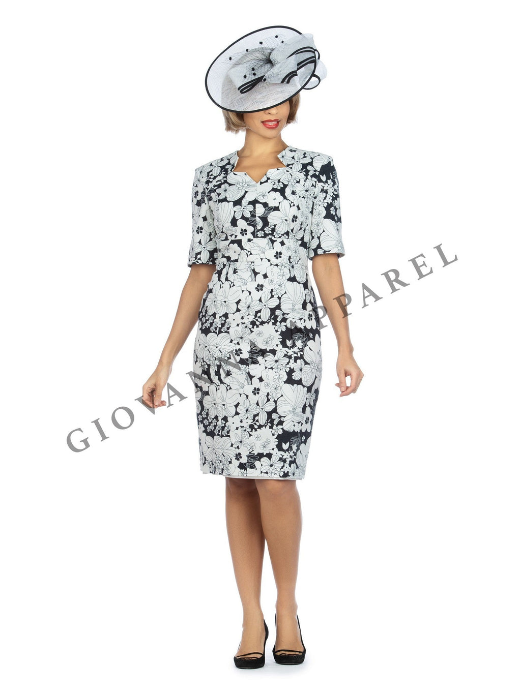 1pc Short Slv Printed Shift Dress