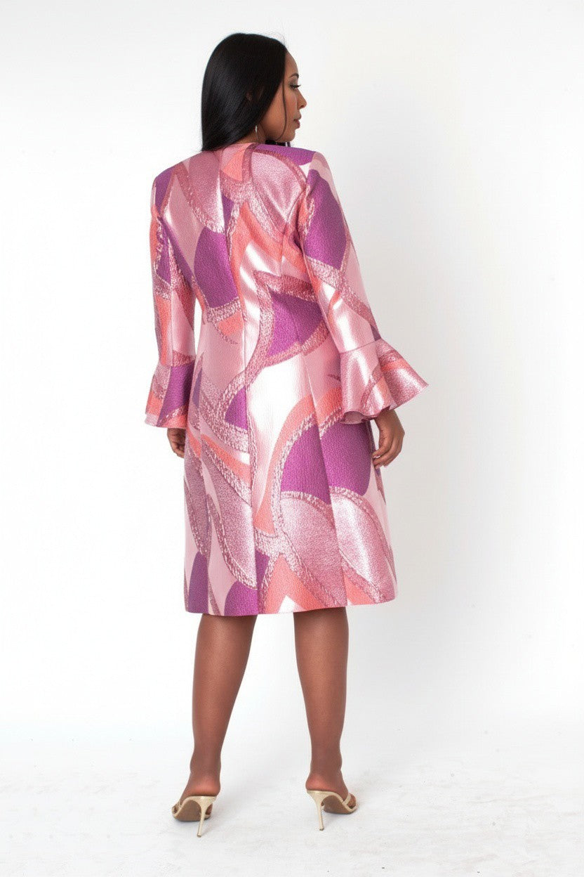 Abstract Print Dress & Duster Set - 41088