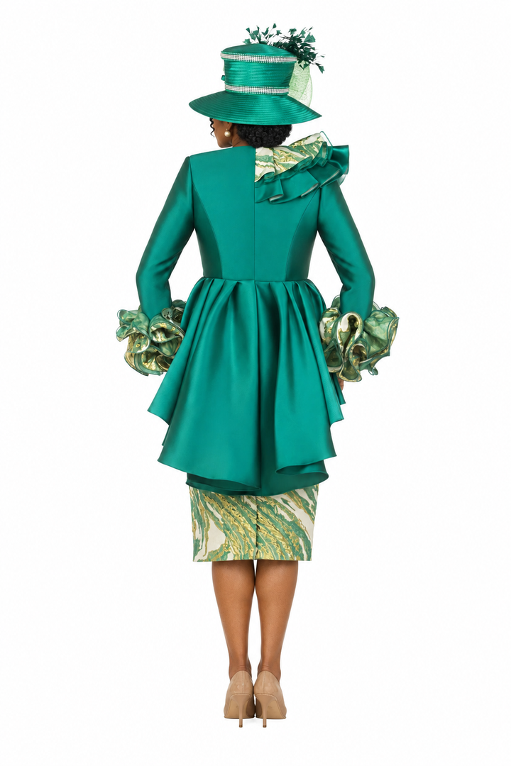 Regal Cascade 3pc Silky Twill&Brocade Skirt Suit