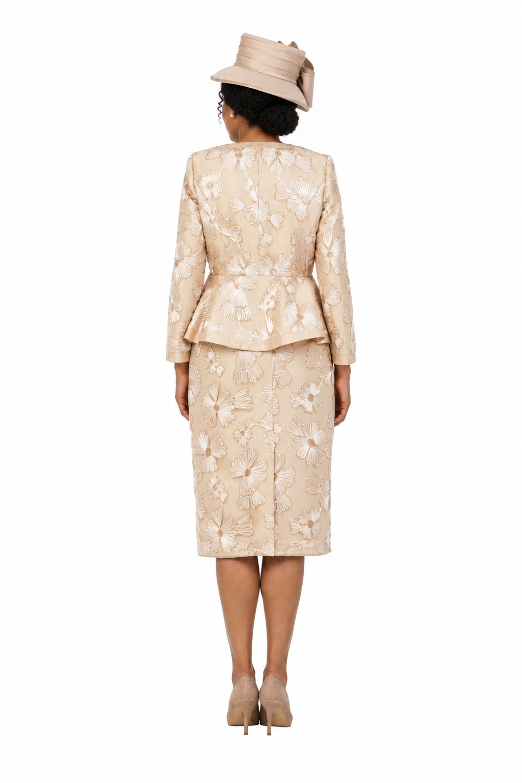 Couture Floral Embroidered 3-Piece Skirt Suit