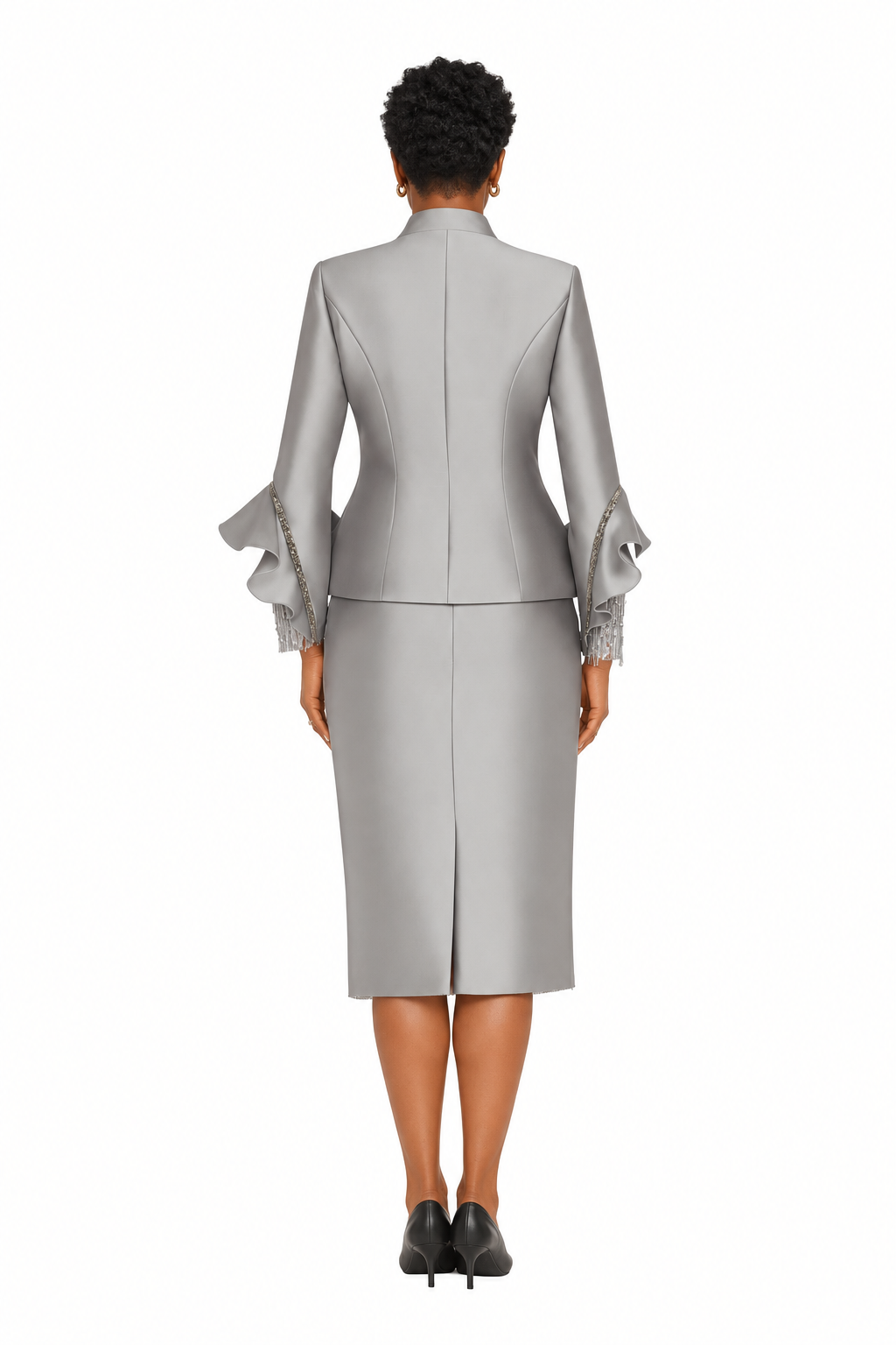 3pc Rfl-Cuff Jkt, Cami&Fringe Skirt Suit-Plus