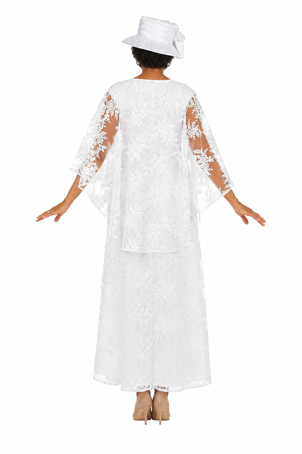 2pc Lux Lace Gown w/ Cape-Plus