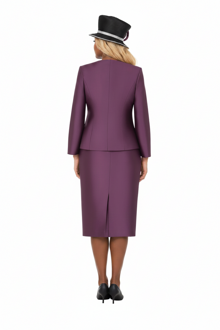Embellished Lace & Silky Twill 3pc Skirt Suit