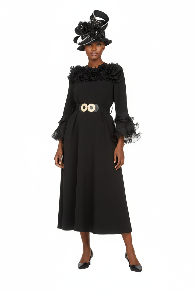 Belted A-line Dress Front - New Model