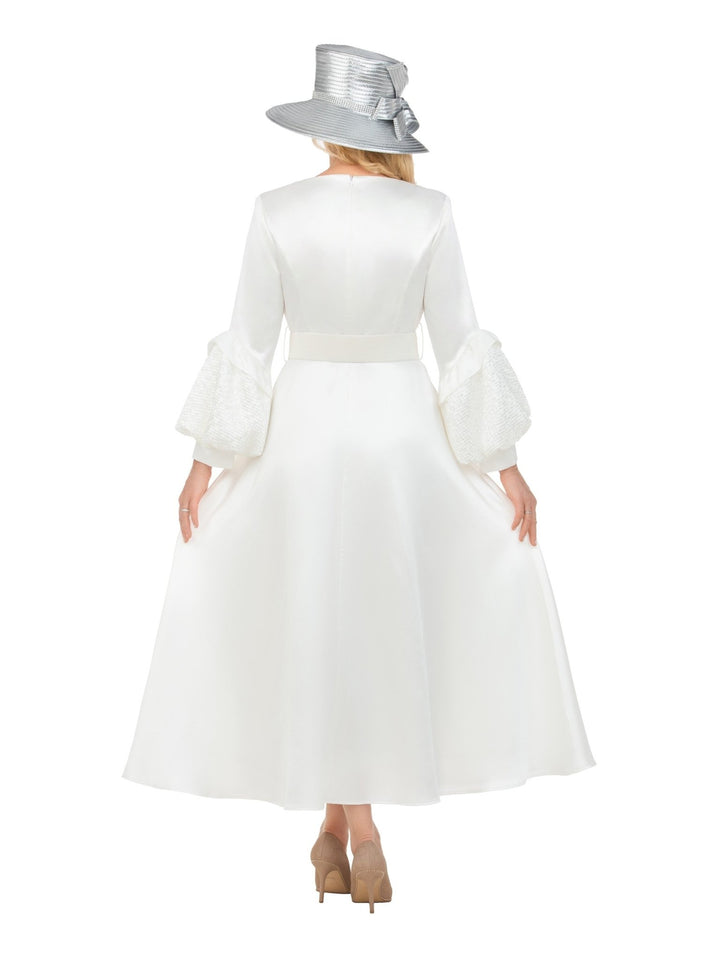 Belted A-line Dress w/ Beaded Embroidery - Krown Elle
