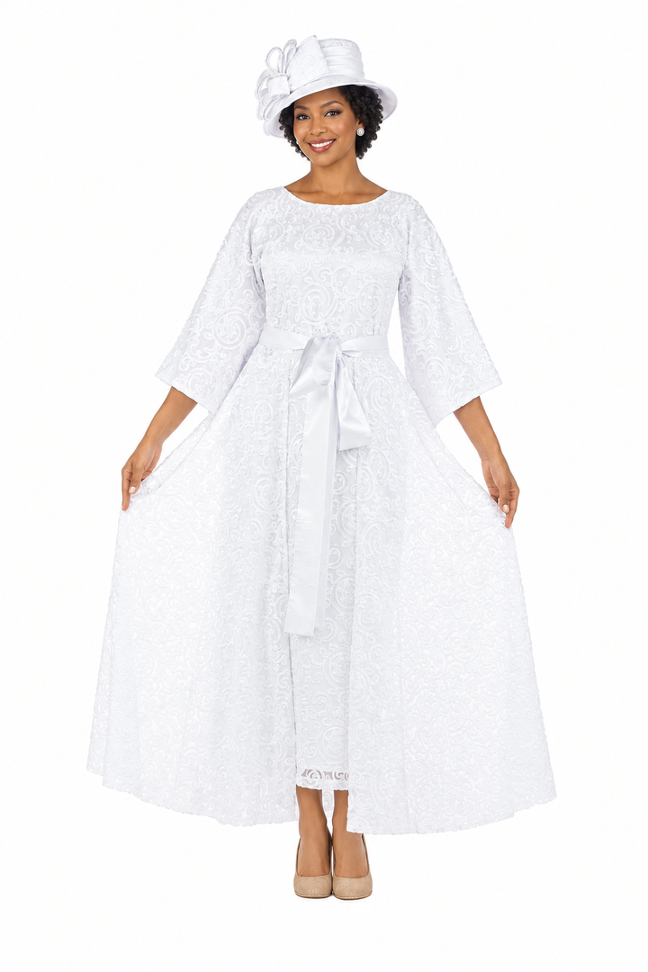 2pc Lux Lace Dress w/ Belted Lace Cape