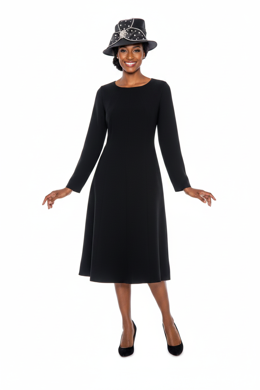 Black A-line Dress – Afrocentric Model