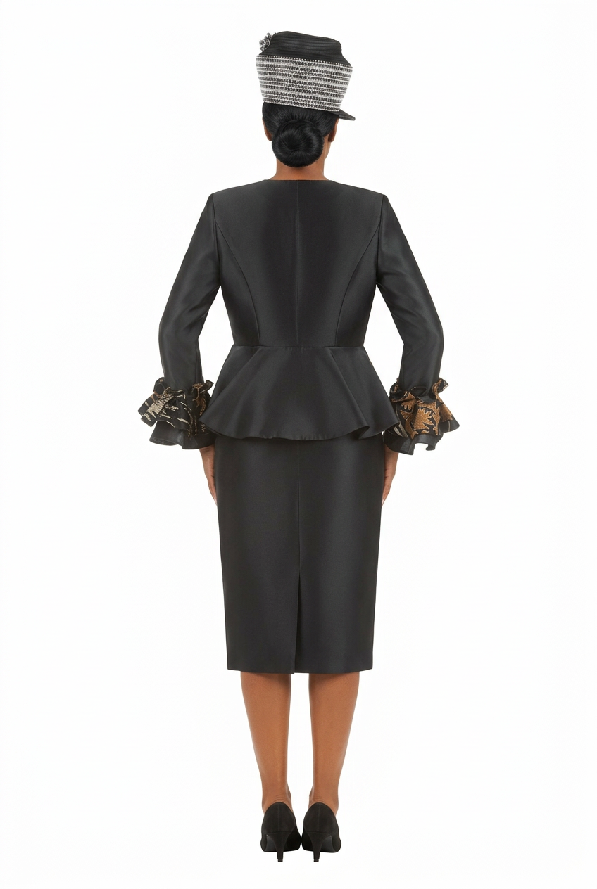 3pc Silky Twl+Lace Skt Suit w/ Cuff Dtl-Plus