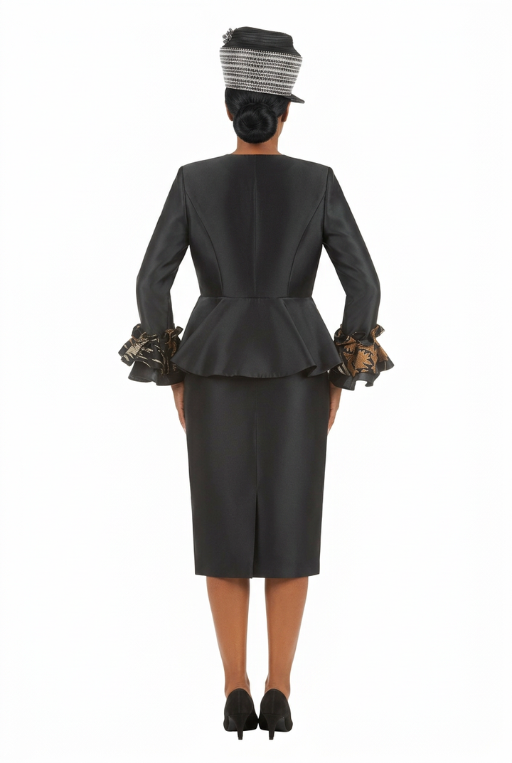 3pc Silky Twl+Lace Skt Suit w/ Cuff Dtl-Plus