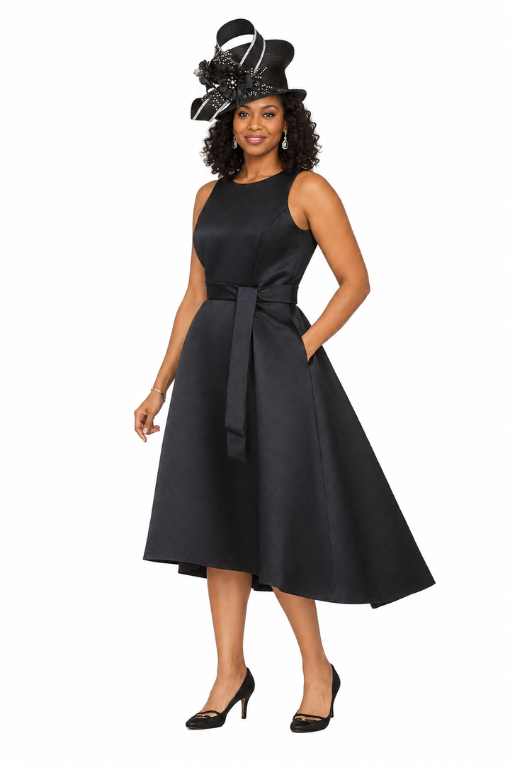 Sleeveless Full Flare Hi-Lo Drs w/ Styling Belt