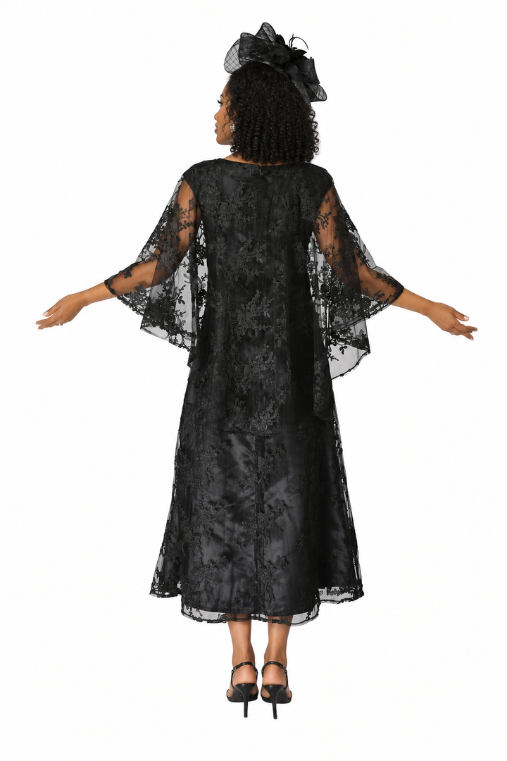 2pc Lace Dress & Hi-Lo Pull Over Lace Cape - Plus size