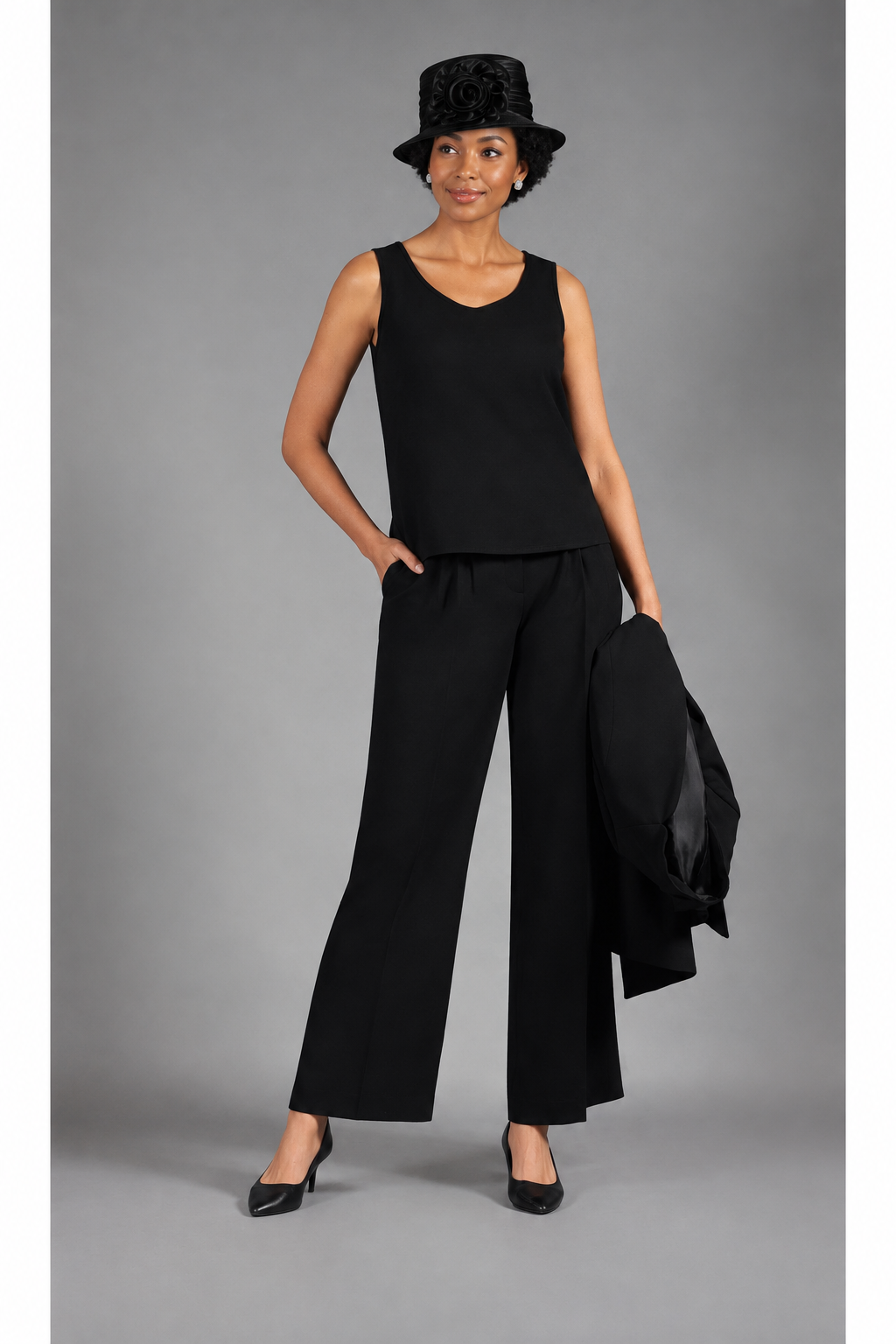 3pc Long Jkt+Cami+Pants Suit-Plus