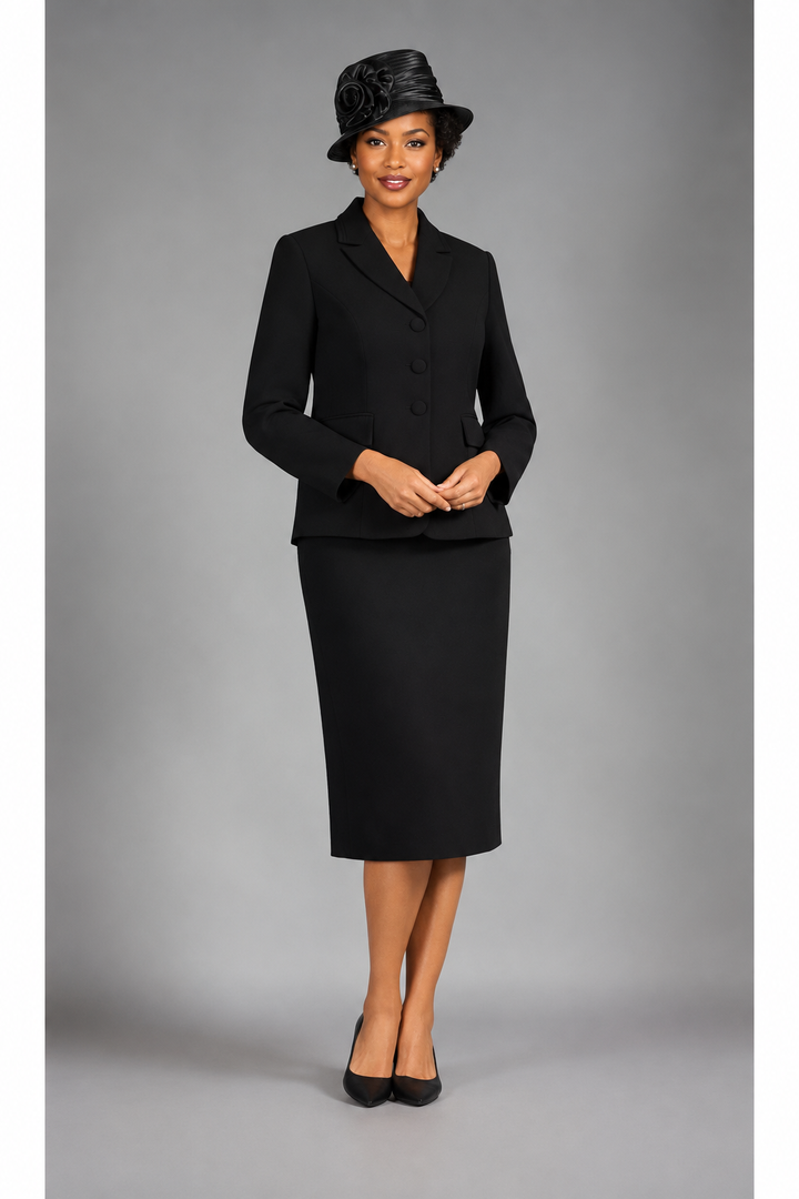 2pc Notch Layered Collar 3-Button Skt Suit