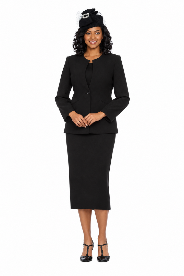 3pc Collarless 1-button Basic Suit - Plus
