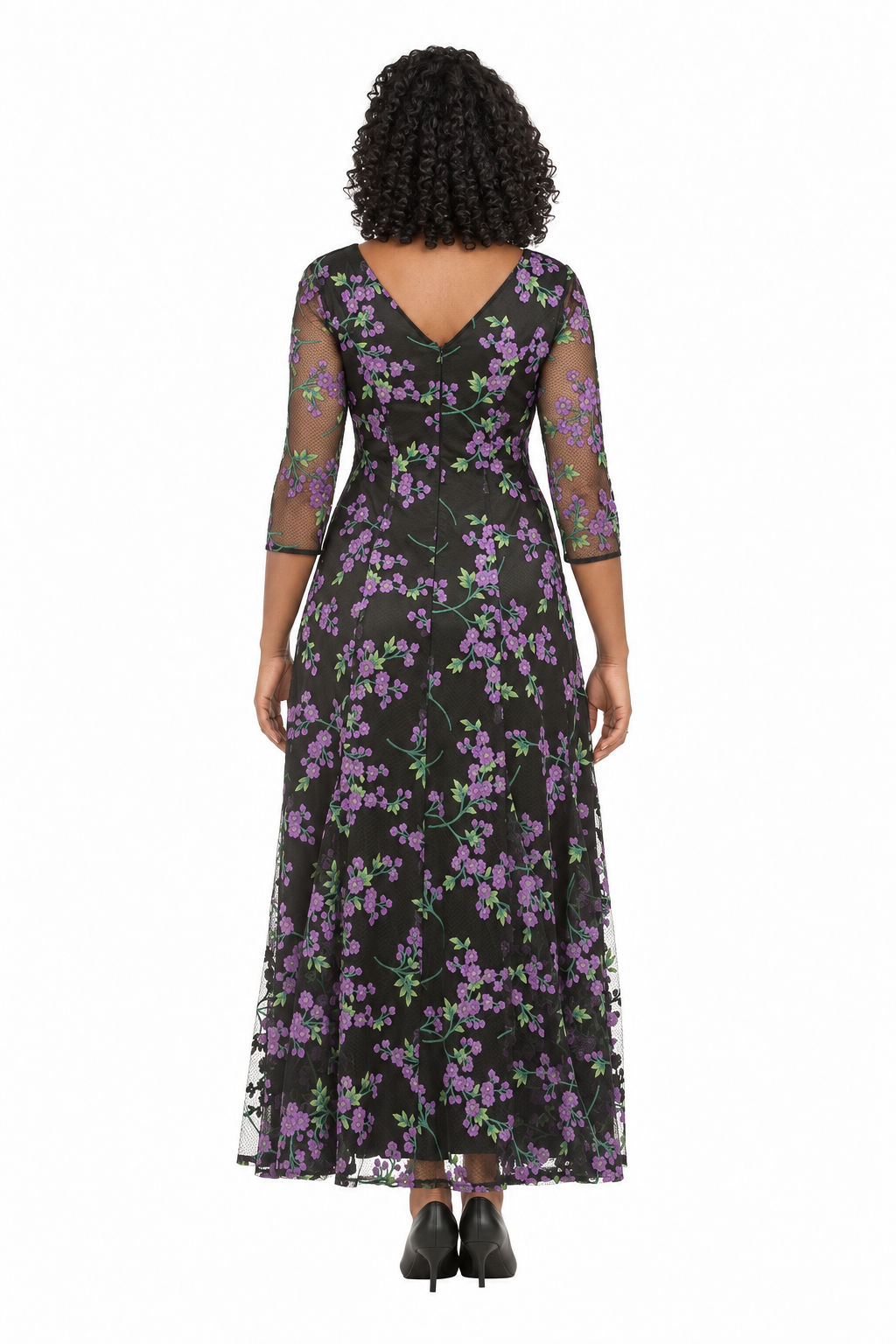 Evening Dress w/ See-thru Sleeves