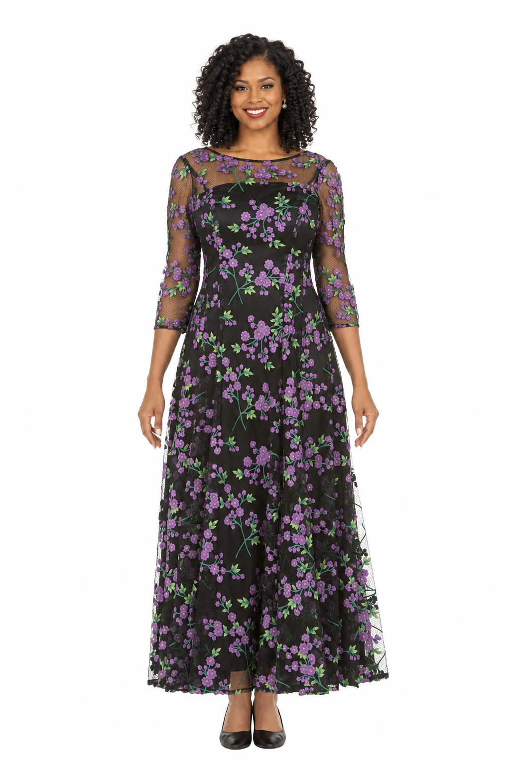 Evening Dress w/ See-thru Sleeves