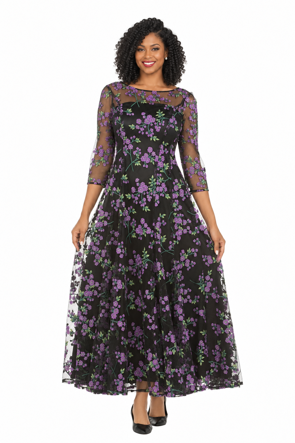 Evening Dress w/ See-thru Sleeves