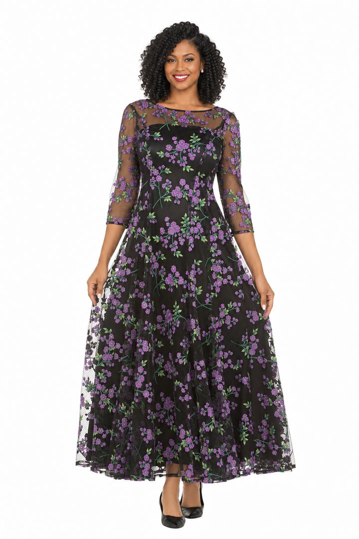 Evening Dress w/ See-thru Sleeves