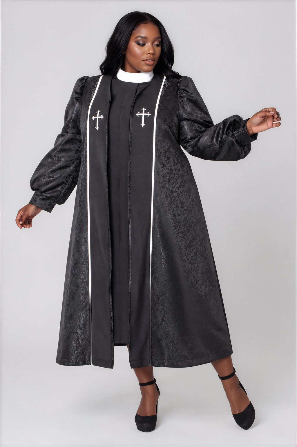 Plus size Two-Piece Brocade Clergy Robe – 41071W