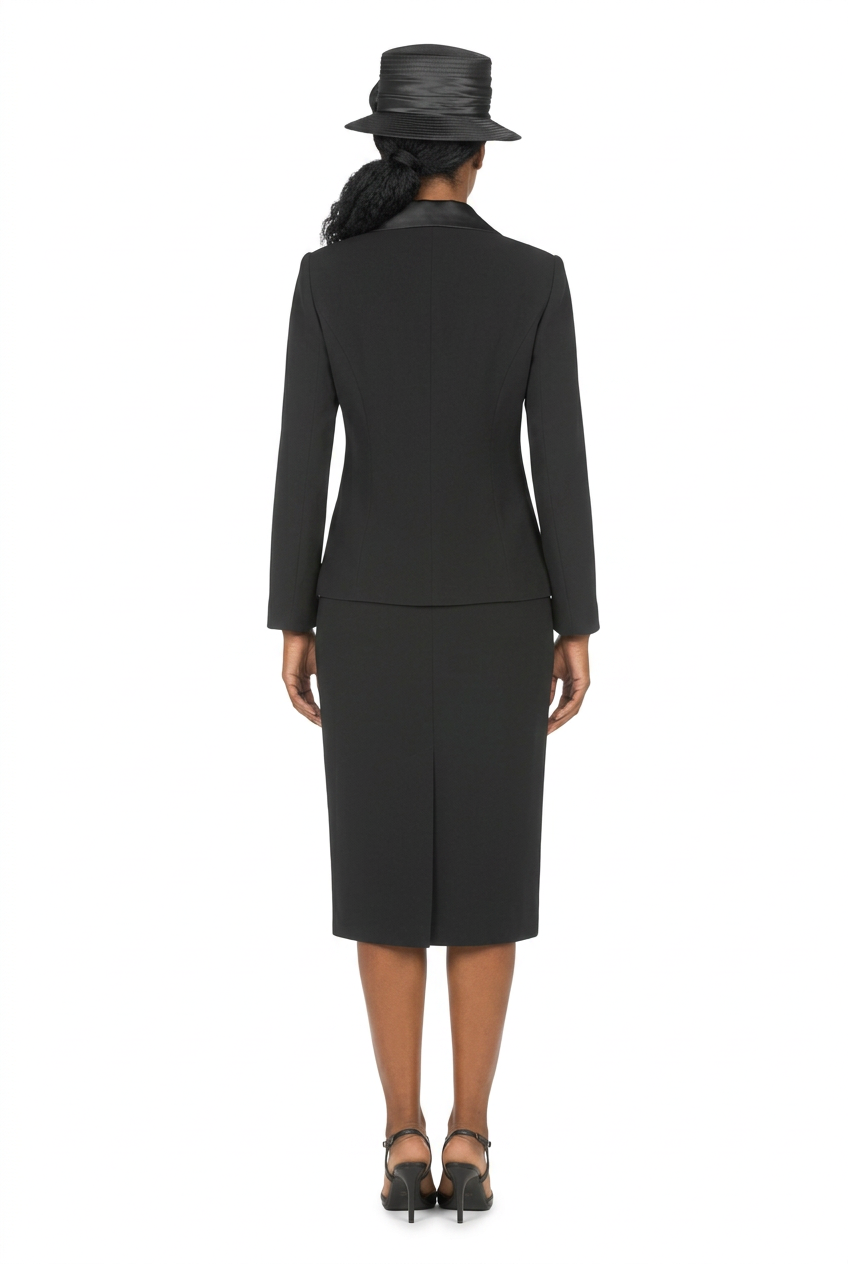 3pc Satin Shawl Lapel Skirt Suit