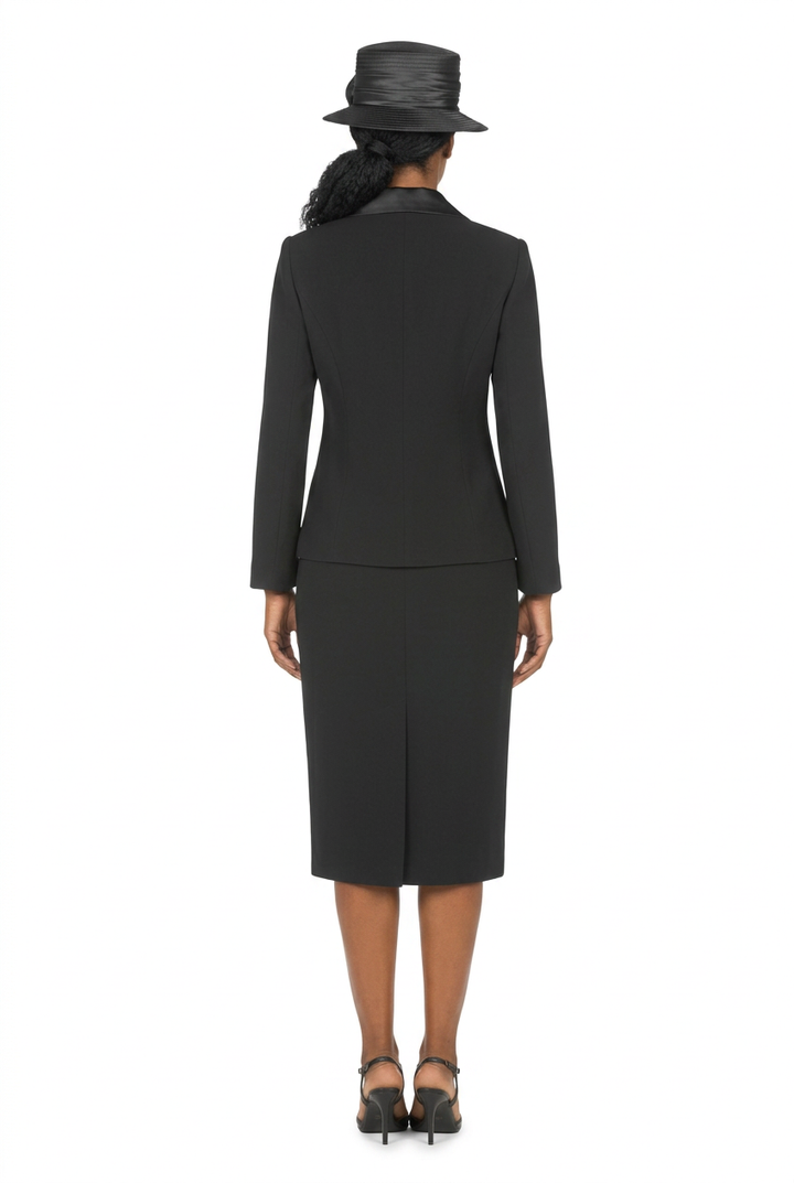 3pc Satin Shawl Lapel Skirt Suit