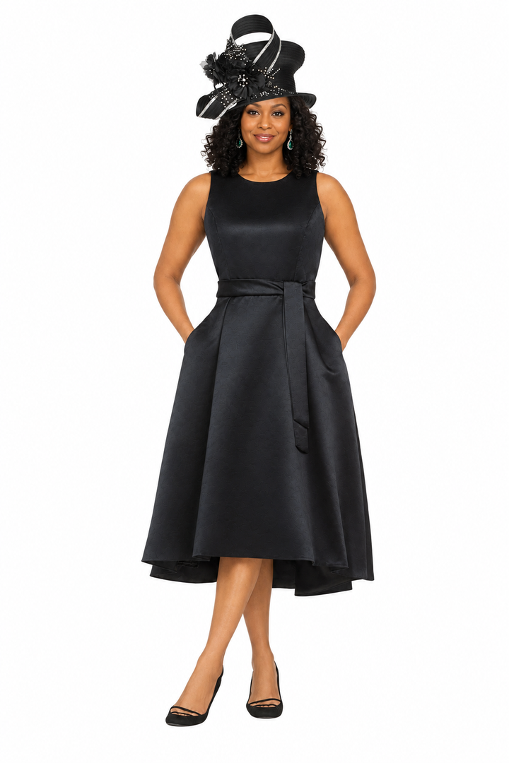 Sleeveless Full Flare Hi-Lo Drs w/ Styling Belt