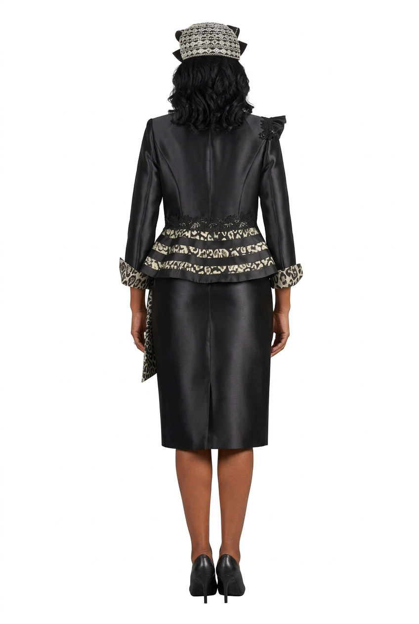2pc Silky Twl Uneven Jkt Skt Suit w/ Lc&Lpd Brcd