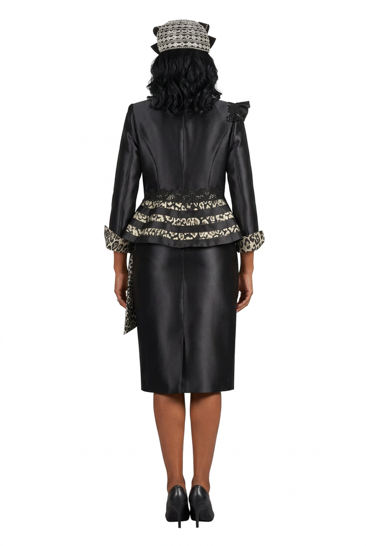 2pc Silky Twl Uneven Jkt Skt Suit w/ Lc&Lpd Brcd