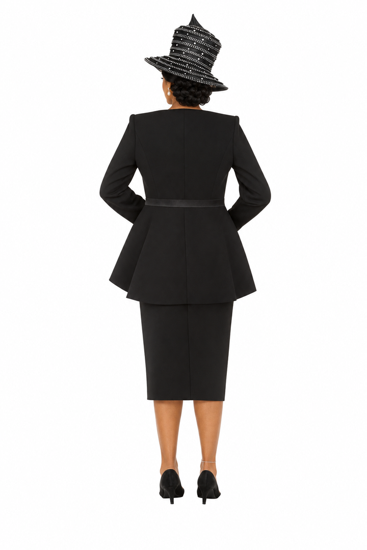 Crystal Elegance 3 Piece Peplum Skirt Suit-Plus